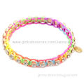 Silicone bracelets, made of gold plated alloy and rhinestone chain, various colors are available